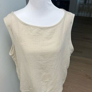 Max Studio White Ribbed Sleeveless Tank Top